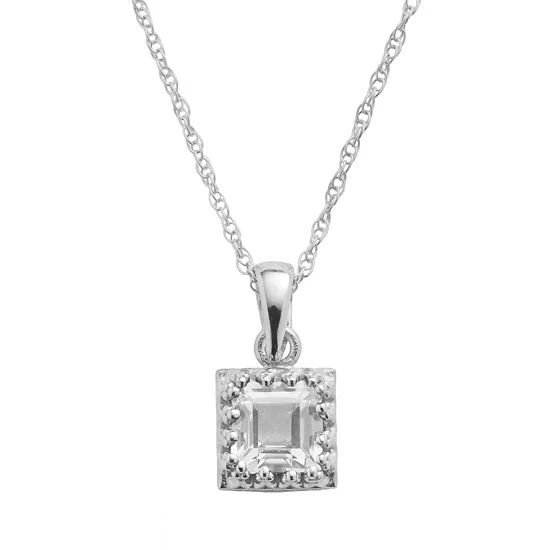 Designs By Gioelli Sterling Silver Lab-Created White Sapphire Square Pendant 3 Designs By Gioelli Sterling Silver Lab-Created White Sapphire Square Pendant