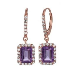 Designs by Gioelli Shop 18 Designs By Gioelli Amethyst And Lab-Created White Sapphire 14k Rose Gold Over Silver Drop Earrings