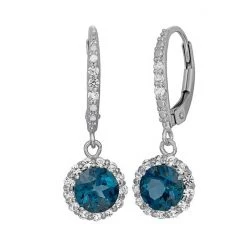 Designs by Gioelli Shop 16 Designs By Gioelli London Blue Topaz And Lab-Created White Sapphire Sterling Silver Halo Drop Earrings