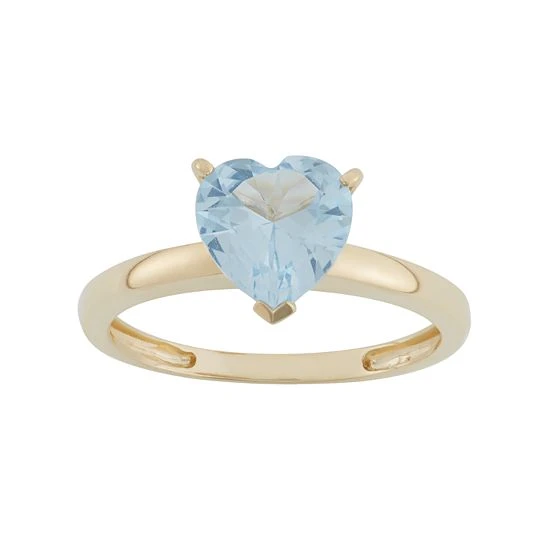 Designs By Gioelli Lab-Created Aquamarine 10k Gold Heart Ring 3 Designs By Gioelli Lab-Created Aquamarine 10k Gold Heart Ring