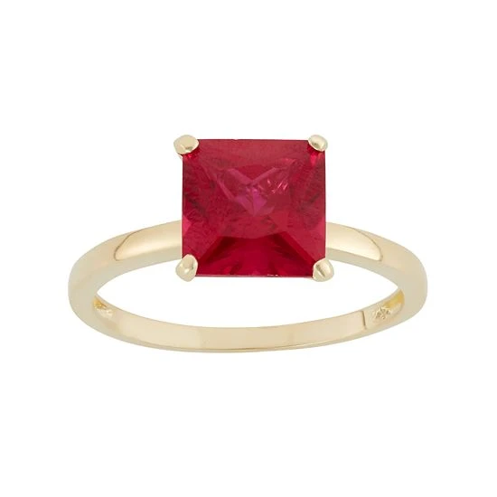 Designs By Gioelli Lab-Created Ruby 10k Gold Ring 3 Designs By Gioelli Lab-Created Ruby 10k Gold Ring