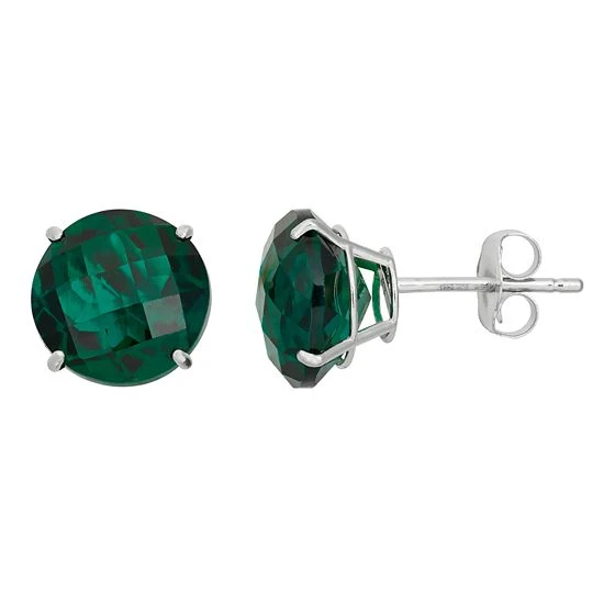 Designs By Gioelli Lab-Created Emerald 10k White Gold Stud Earrings 3 Designs By Gioelli Lab-Created Emerald 10k White Gold Stud Earrings