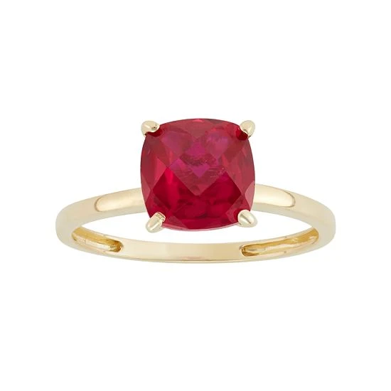 Designs By Gioelli Lab-Created Ruby 10k Gold Ring 3 Designs By Gioelli Lab-Created Ruby 10k Gold Ring