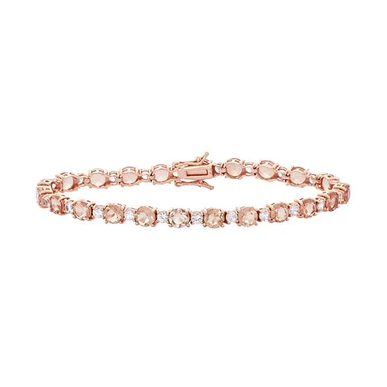 Designs By Gioelli 14k Rose Gold Over Silver Simulated Morganite & Lab-Created White Sapphire Tennis Bracelet 3 Designs By Gioelli 14k Rose Gold Over Silver Simulated Morganite & Lab-Created White Sapphire Tennis Bracelet