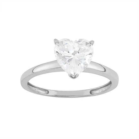 Designs By Gioelli Cubic Zirconia Heart Solitaire Engagement Ring In 10k Gold White 6 Designs By Gioelli Cubic Zirconia Heart Solitaire Engagement Ring In 10k Gold White - Image 4