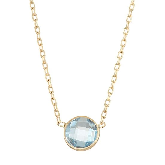 Designs By Gioelli 10k Gold Lab-Created Aquamarine Circle Pendant Necklace 3 Designs By Gioelli 10k Gold Lab-Created Aquamarine Circle Pendant Necklace