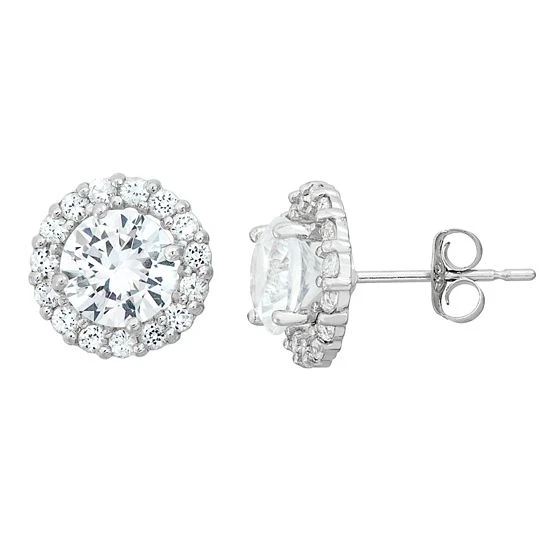 Designs By Gioelli Lab-Created White Sapphire & White Topaz 10k White Gold Halo Stud Earrings 3 Designs By Gioelli Lab-Created White Sapphire & White Topaz 10k White Gold Halo Stud Earrings