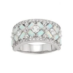 Designs by Gioelli Shop 2 Designs By Gioelli Sterling Silver Lab-Created Opal & White Sapphire X Ring