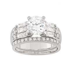 Designs By Gioelli Cubic Zirconia Engagement Ring Set In Sterling Silver