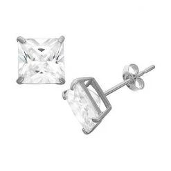 Designs By Gioelli Men's Sterling Silver Cubic Zirconia Square Stud Earrings Gold Tone