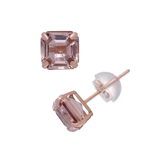 Designs By Gioelli 14k Rose Gold Simulated Morganite Stud Earrings 3 Designs By Gioelli 14k Rose Gold Simulated Morganite Stud Earrings