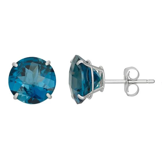 Designs By Gioelli London Blue Topaz 10k White Gold Stud Earrings 3 Designs By Gioelli London Blue Topaz 10k White Gold Stud Earrings