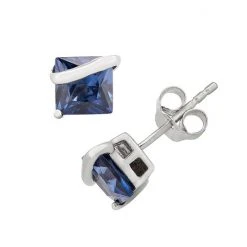 Designs By Gioelli Lab-Created Sapphire Sterling Silver Stud Earrings