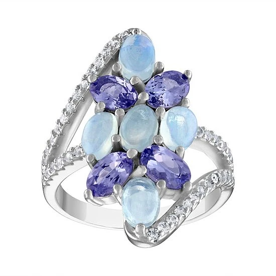 Designs By Gioelli Sterling Silver White Opal & Tanzanite Ring 3 Designs By Gioelli Sterling Silver White Opal & Tanzanite Ring