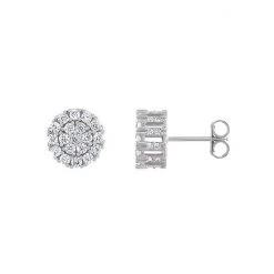 Designs By Gioelli Men's Pave Cubic Zirconia Stud Earrings Sterling Clear