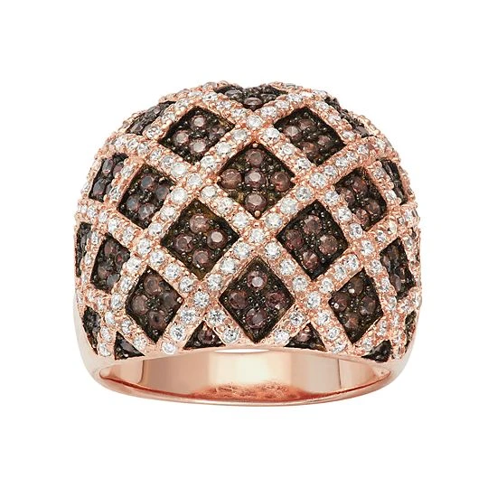 Designs By Gioelli 14k Rose Gold Over Silver Cubic Zirconia Lattice Ring 3 Designs By Gioelli 14k Rose Gold Over Silver Cubic Zirconia Lattice Ring