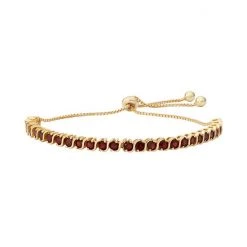 Designs By Gioelli 14k Gold Over Silver Garnet S-Link Lariat Bracelet