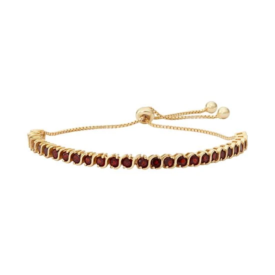 Designs By Gioelli 14k Gold Over Silver Garnet S-Link Lariat Bracelet 3 Designs By Gioelli 14k Gold Over Silver Garnet S-Link Lariat Bracelet