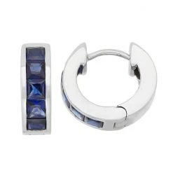 Designs By Gioelli Lab-Created Sapphire Sterling Silver Huggie Hoop Earrings