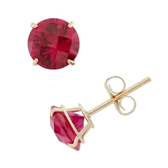 Designs By Gioelli Lab-Created Ruby 10k Gold Stud Earrings 3 Designs By Gioelli Lab-Created Ruby 10k Gold Stud Earrings