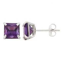 Designs By Gioelli Amethyst 10k White Gold Stud Earrings