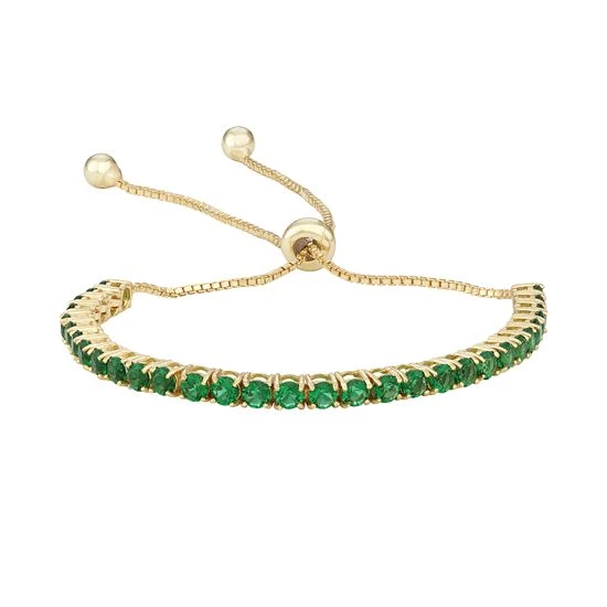 Designs By Gioelli 14k Gold Over Silver Simulated Emerald Lariat Bracelet 3 Designs By Gioelli 14k Gold Over Silver Simulated Emerald Lariat Bracelet
