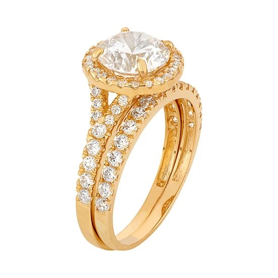 Designs By Gioelli Cubic Zirconia Halo Engagement Ring Set In 10k Gold Yellow 4 Designs By Gioelli Cubic Zirconia Halo Engagement Ring Set In 10k Gold Yellow - Image 2