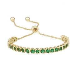 Designs By Gioelli 14k Gold Over Silver Simulated Emerald S-Link Lariat Bracelet