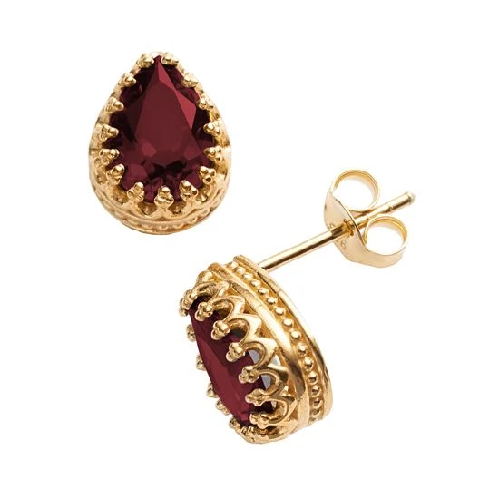 Designs By Gioelli 14k Gold Over Silver Garnet Crown Stud Earrings 3 Designs By Gioelli 14k Gold Over Silver Garnet Crown Stud Earrings