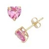 Designs By Gioelli Lab-Created Pink Sapphire 10k Gold Heart Stud Earrings