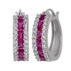 Designs By Gioelli Sterling Silver Lab-Created Ruby And Lab-Created White Sapphire Hoop Earrings -Designs by Gioelli Shop unnamed file 372