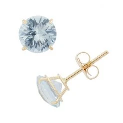 Designs By Gioelli Lab-Created Aquamarine 10k Gold Stud Earrings