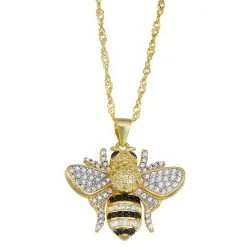 Designs By Gioelli 14k Gold Over Silver Lab-Created White Sapphire Bee Pendant Necklace