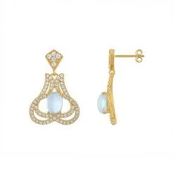 Designs By Gioelli 14k Gold Over Silver White Opal Dangle Earrings