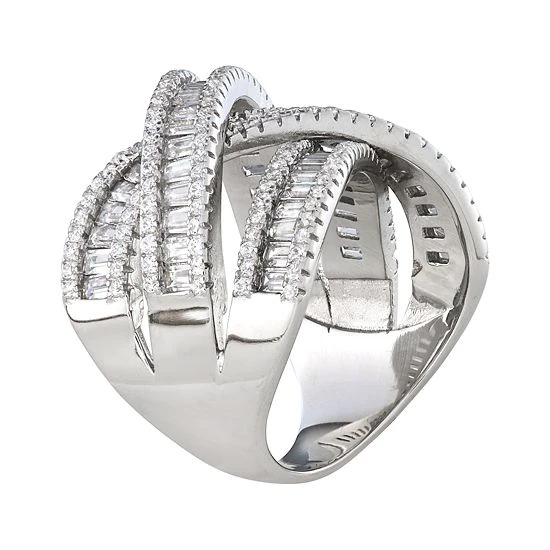 Designs By Gioelli Sterling Silver Cubic Zirconia Triple Crossover Ring 4 Designs By Gioelli Sterling Silver Cubic Zirconia Triple Crossover Ring - Image 2