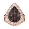 Designs By Gioelli Sterling Silver Mocha & White Cubic Zirconia Teardrop Halo Ring