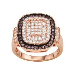 Designs By Gioelli 14k Rose Gold Plated Silver Mocha Cubic Zirconia Ring