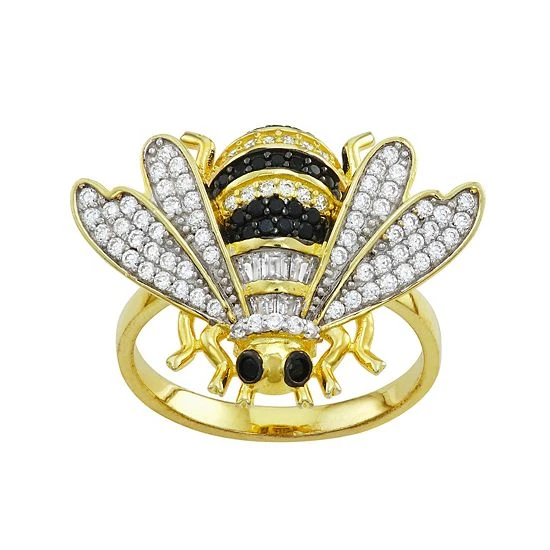 Designs By Gioelli Sterling Silver Lab-Created White Sapphire Bee Ring 3 Designs By Gioelli Sterling Silver Lab-Created White Sapphire Bee Ring