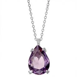 Designs By Gioelli Sterling Silver Simulated Gemstone Teardrop Pendant Simulated Amethyst