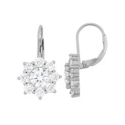 Designs By Gioelli Cubic Zirconia Sterling Silver Flower Drop Earrings