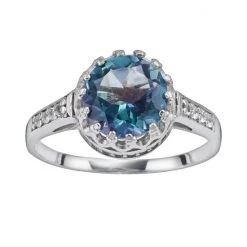 Designs By Gioelli Sterling Silver Rainbow Blue Quartz And Lab-Created White Sapphire Crown Ring