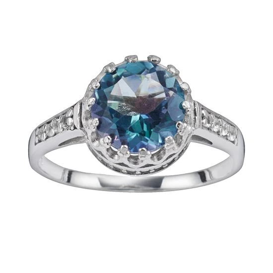 Designs By Gioelli Sterling Silver Rainbow Blue Quartz And Lab-Created White Sapphire Crown Ring 3 Designs By Gioelli Sterling Silver Rainbow Blue Quartz And Lab-Created White Sapphire Crown Ring