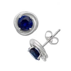 Designs By Gioelli Sterling Silver Lab-Created Sapphire Swirl Stud Earrings
