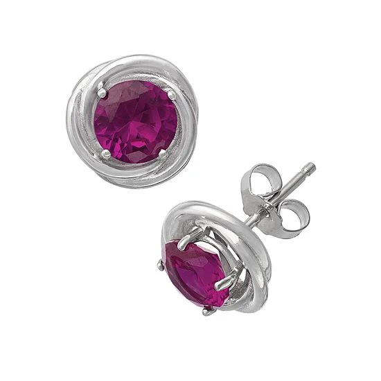 Designs By Gioelli Sterling Silver Lab-Created Ruby Swirl Stud Earrings 3 Designs By Gioelli Sterling Silver Lab-Created Ruby Swirl Stud Earrings