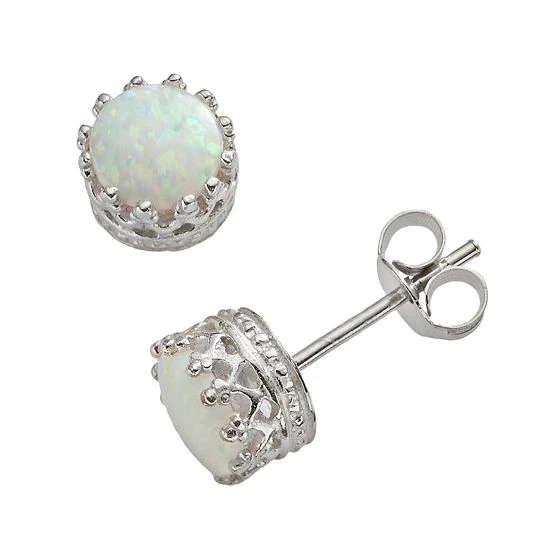 Designs By Gioelli Sterling Silver Lab-Created Opal Stud Earrings 3 Designs By Gioelli Sterling Silver Lab-Created Opal Stud Earrings