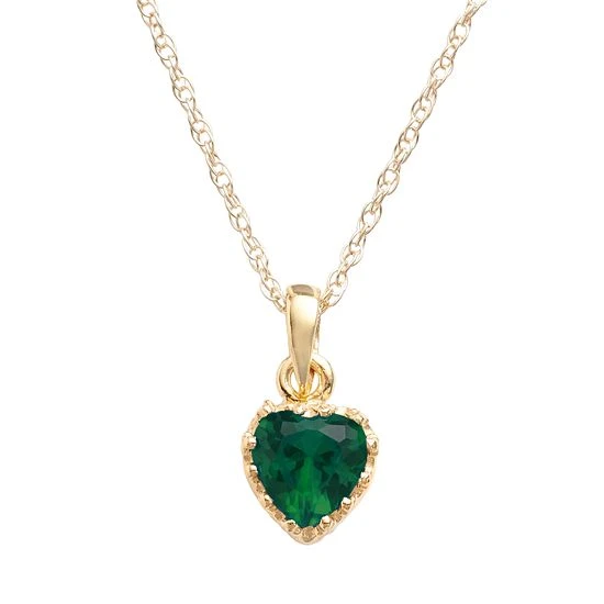 Designs By Gioelli 14k Gold Over Silver Lab-Created Emerald Heart Crown Pendant 3 Designs By Gioelli 14k Gold Over Silver Lab-Created Emerald Heart Crown Pendant