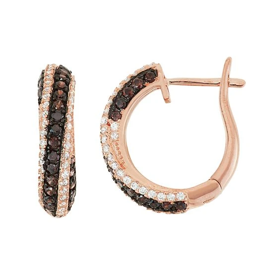 Designs By Gioelli 14k Rose Gold Over Silver Cubic Zirconia Hoop Earrings 3 Designs By Gioelli 14k Rose Gold Over Silver Cubic Zirconia Hoop Earrings