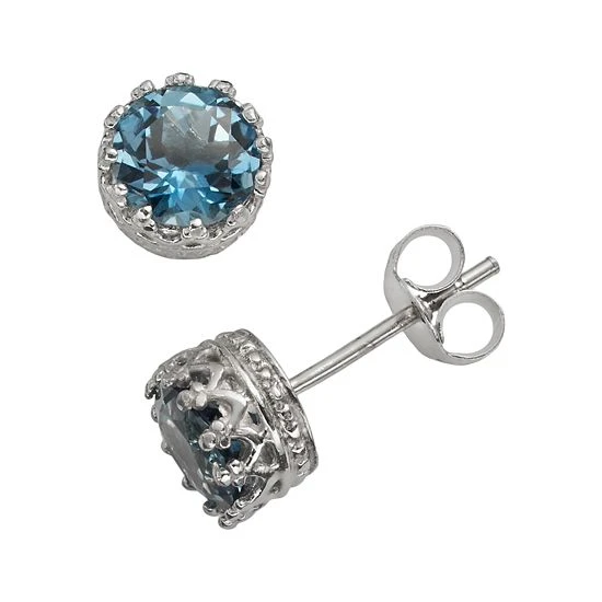 Designs By Gioelli Sterling Silver London Blue Topaz Stud Earrings 3 Designs By Gioelli Sterling Silver London Blue Topaz Stud Earrings