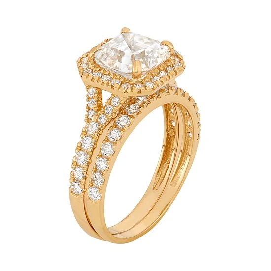 Designs By Gioelli Cubic Zirconia Halo Engagement Ring Set In 10k Gold White 4 Designs By Gioelli Cubic Zirconia Halo Engagement Ring Set In 10k Gold White - Image 2