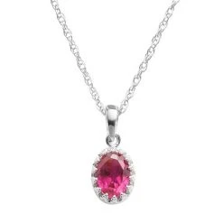 Designs By Gioelli Sterling Silver Lab-Created Ruby Oval Pendant